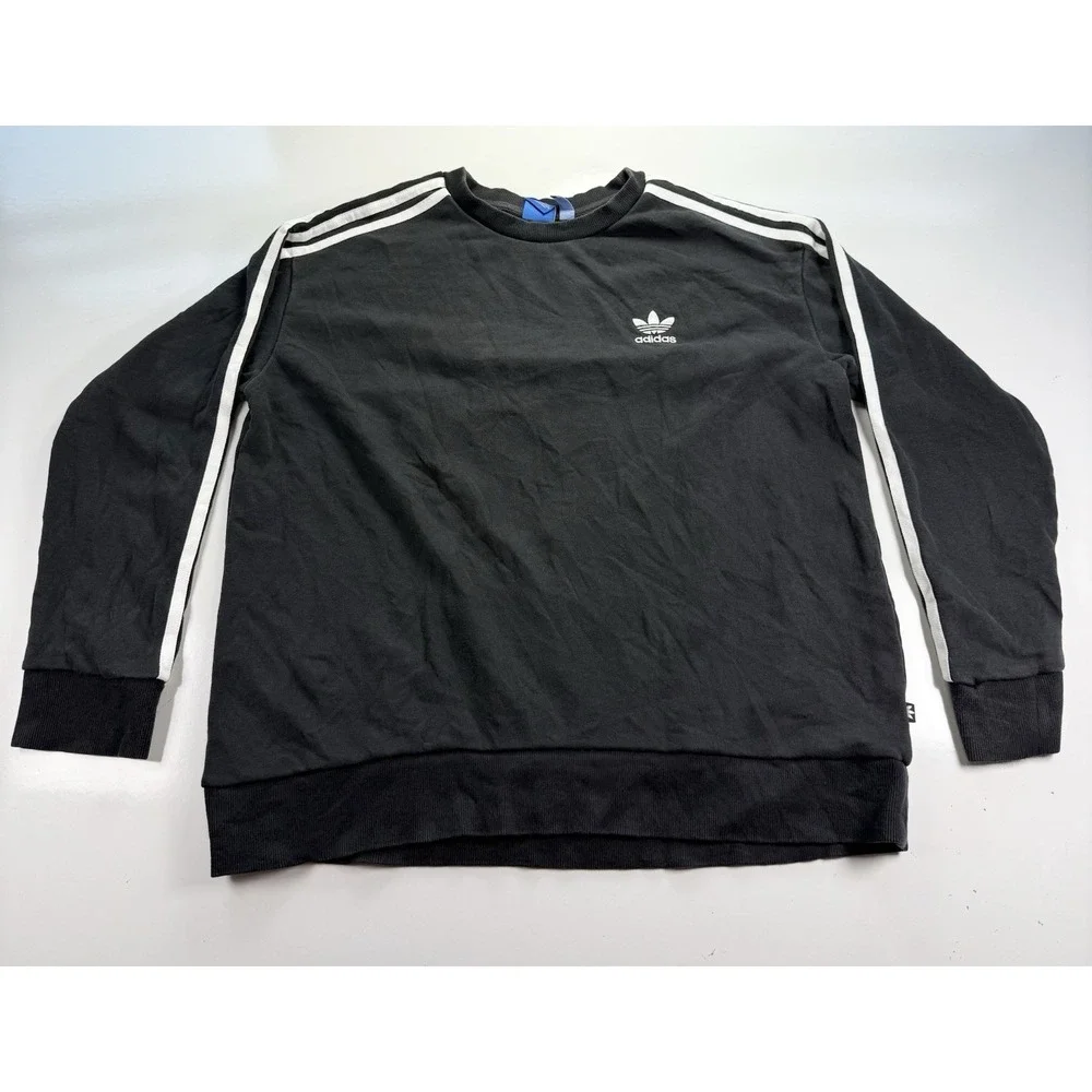 Adidas Essentials‎ 3-Stripes Crewneck Sweatshirt in Black Size Medium